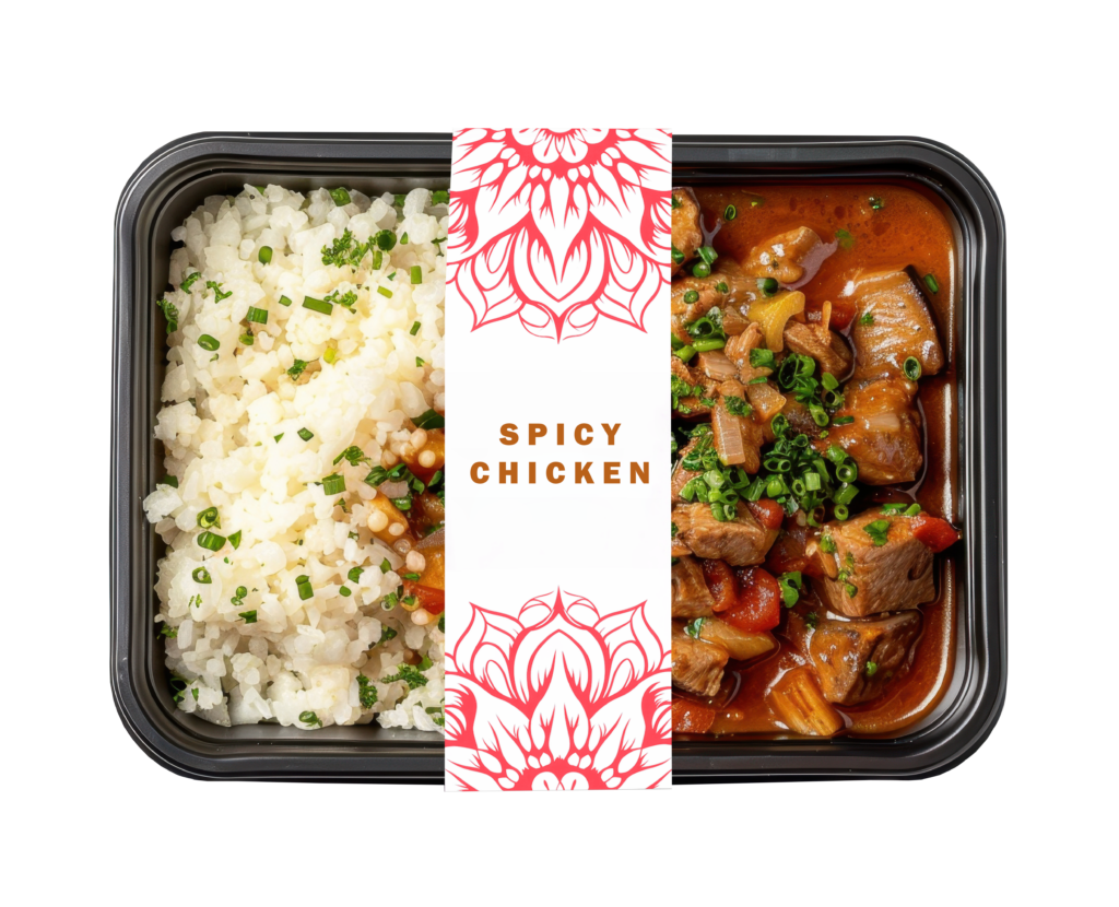 Délicieux ragoût de bœuf avec riz Boîte noire